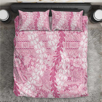 Pink Puakenikeni and Maile Lei Bedding Set Hawaiian Style Tribal Tapa Double Strand Lei LT9 Pink - Polynesian Pride