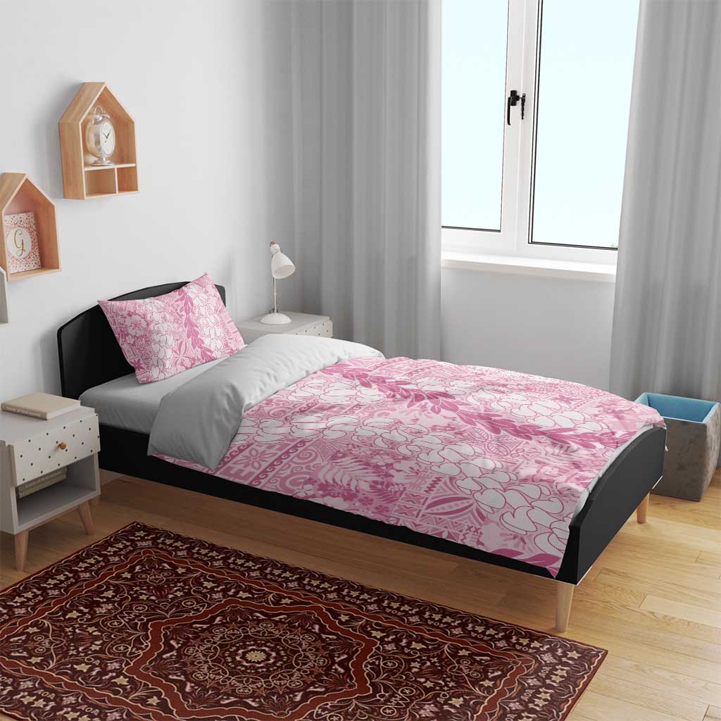 Pink Puakenikeni and Maile Lei Bedding Set Hawaiian Style Tribal Tapa Double Strand Lei LT9 - Polynesian Pride
