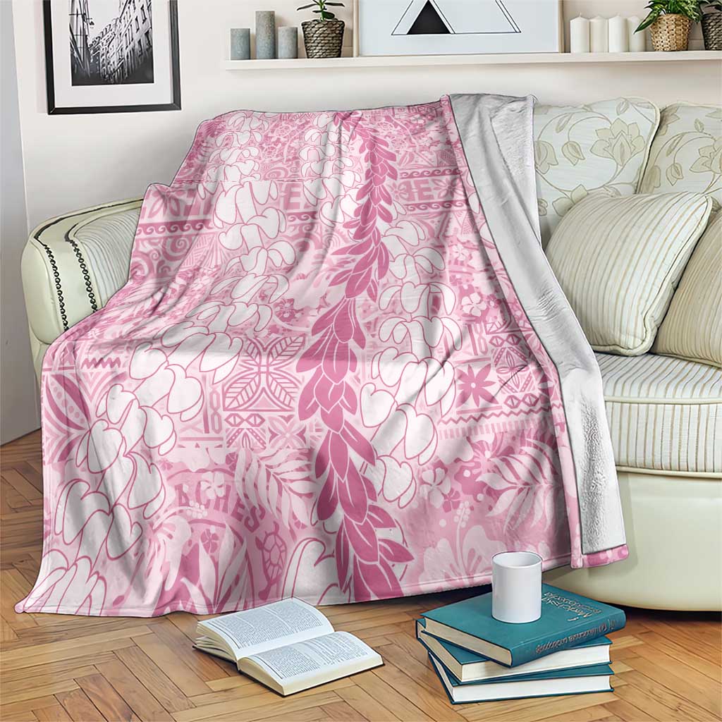 Pink Puakenikeni and Maile Lei Blanket Hawaiian Style Tribal Tapa Double Strand Lei LT9 Pink - Polynesian Pride
