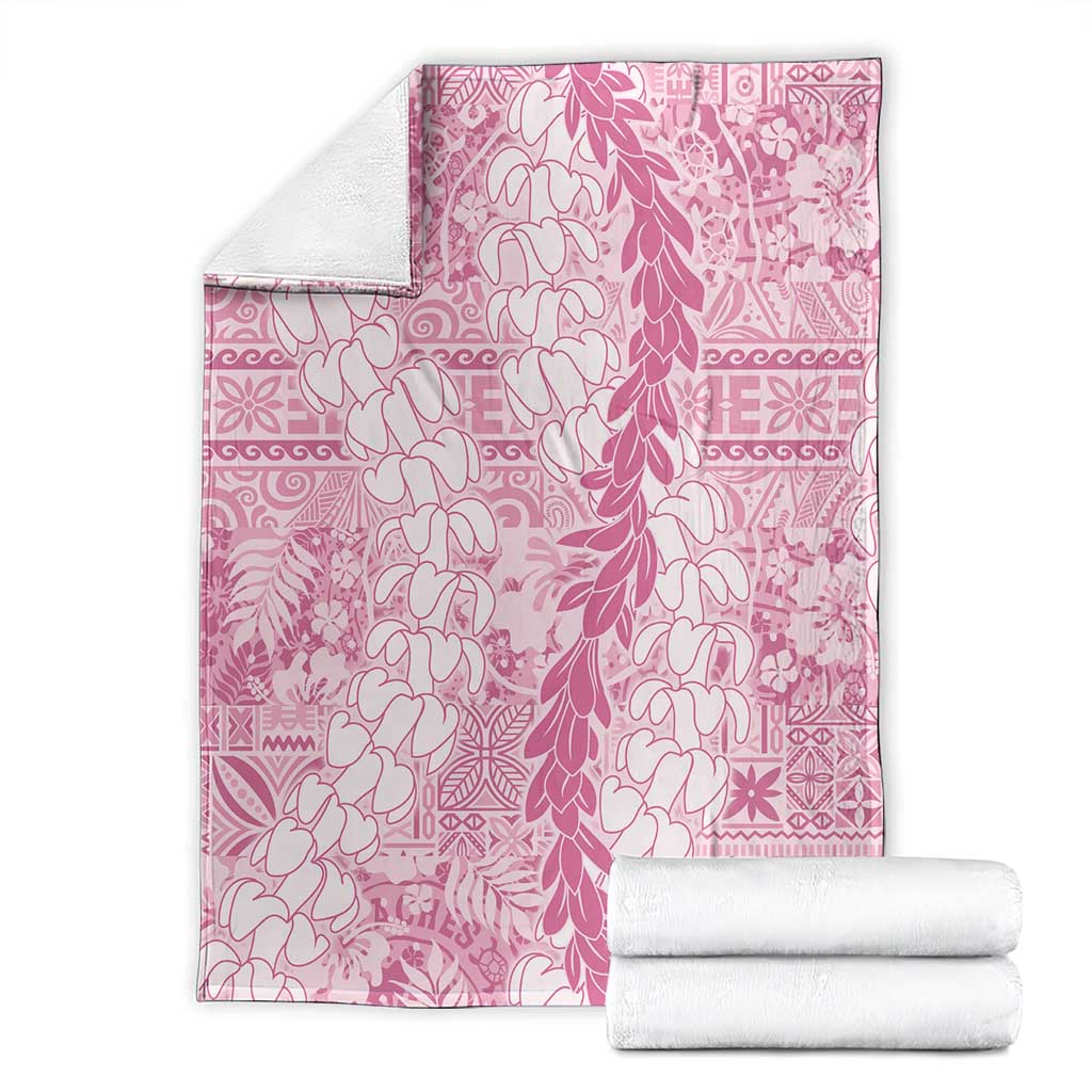 Pink Puakenikeni and Maile Lei Blanket Hawaiian Style Tribal Tapa Double Strand Lei LT9 - Polynesian Pride