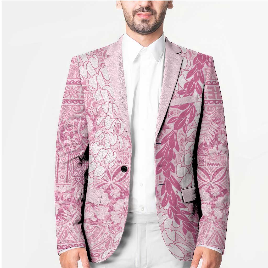 Pink Puakenikeni and Maile Lei Blazer Hawaiian Style Tribal Tapa Double Strand Lei LT9 - Polynesian Pride
