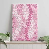 Pink Puakenikeni and Maile Lei Canvas Wall Art Hawaiian Style Tribal Tapa Double Strand Lei LT9 - Polynesian Pride
