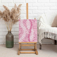Pink Puakenikeni and Maile Lei Canvas Wall Art Hawaiian Style Tribal Tapa Double Strand Lei LT9 - Polynesian Pride