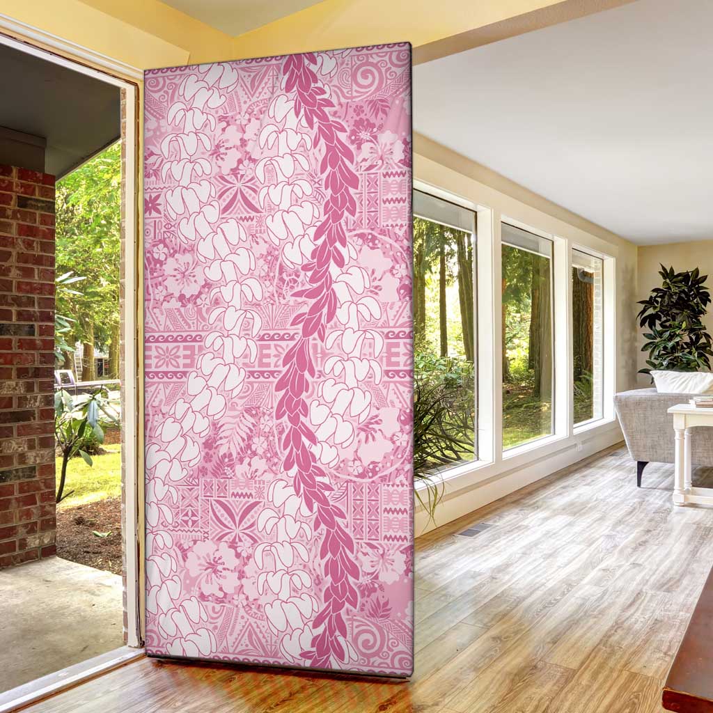 Pink Puakenikeni and Maile Lei Door Cover Hawaiian Style Tribal Tapa Double Strand Lei LT9 - Polynesian Pride