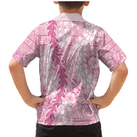Pink Puakenikeni and Maile Lei Family Matching Mermaid Dress and Hawaiian Shirt Hawaiian Style Tribal Tapa Double Strand Lei LT9 - Polynesian Pride