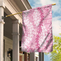 Pink Puakenikeni and Maile Lei Garden Flag Hawaiian Style Tribal Tapa Double Strand Lei LT9 House Flag Pink - Polynesian Pride