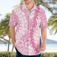 Pink Puakenikeni and Maile Lei Hawaiian Shirt Hawaiian Style Tribal Tapa Double Strand Lei LT9 - Polynesian Pride