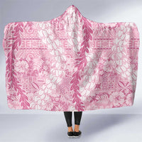 Pink Puakenikeni and Maile Lei Hooded Blanket Hawaiian Style Tribal Tapa Double Strand Lei LT9 One Size Pink - Polynesian Pride