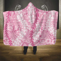 Pink Puakenikeni and Maile Lei Hooded Blanket Hawaiian Style Tribal Tapa Double Strand Lei LT9 - Polynesian Pride