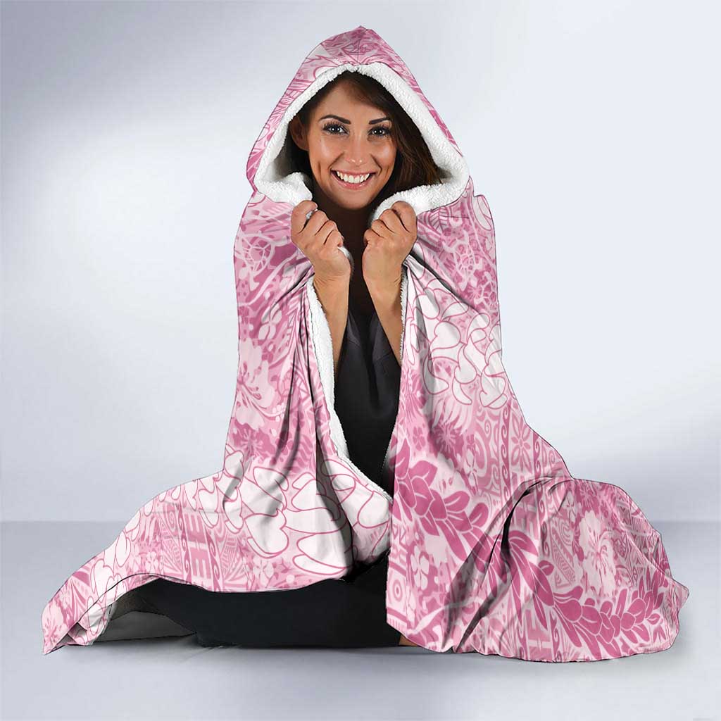 Pink Puakenikeni and Maile Lei Hooded Blanket Hawaiian Style Tribal Tapa Double Strand Lei LT9 - Polynesian Pride