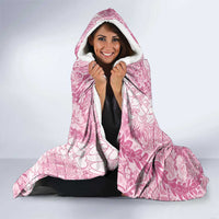 Pink Puakenikeni and Maile Lei Hooded Blanket Hawaiian Style Tribal Tapa Double Strand Lei LT9 - Polynesian Pride