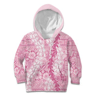 Pink Puakenikeni and Maile Lei Kid Hoodie Hawaiian Style Tribal Tapa Double Strand Lei LT9 Hoodie Pink - Polynesian Pride