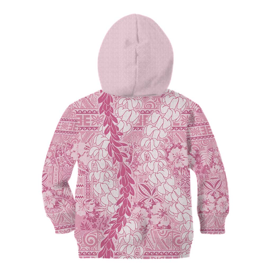 Pink Puakenikeni and Maile Lei Kid Hoodie Hawaiian Style Tribal Tapa Double Strand Lei LT9 - Polynesian Pride