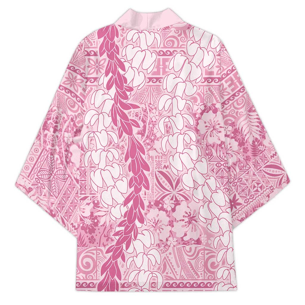 Pink Puakenikeni and Maile Lei Kimono Hawaiian Style Tribal Tapa Double Strand Lei LT9 - Polynesian Pride