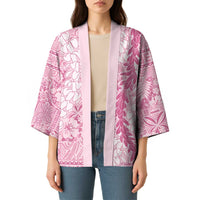 Pink Puakenikeni and Maile Lei Kimono Hawaiian Style Tribal Tapa Double Strand Lei LT9 - Polynesian Pride