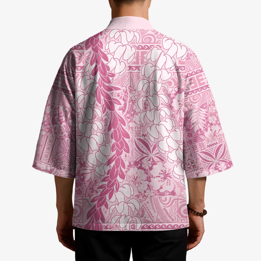Pink Puakenikeni and Maile Lei Kimono Hawaiian Style Tribal Tapa Double Strand Lei LT9 - Polynesian Pride