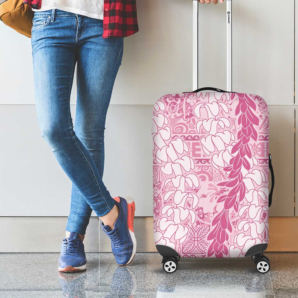 Pink Puakenikeni and Maile Lei Luggage Cover Hawaiian Style Tribal Tapa Double Strand Lei LT9 - Polynesian Pride