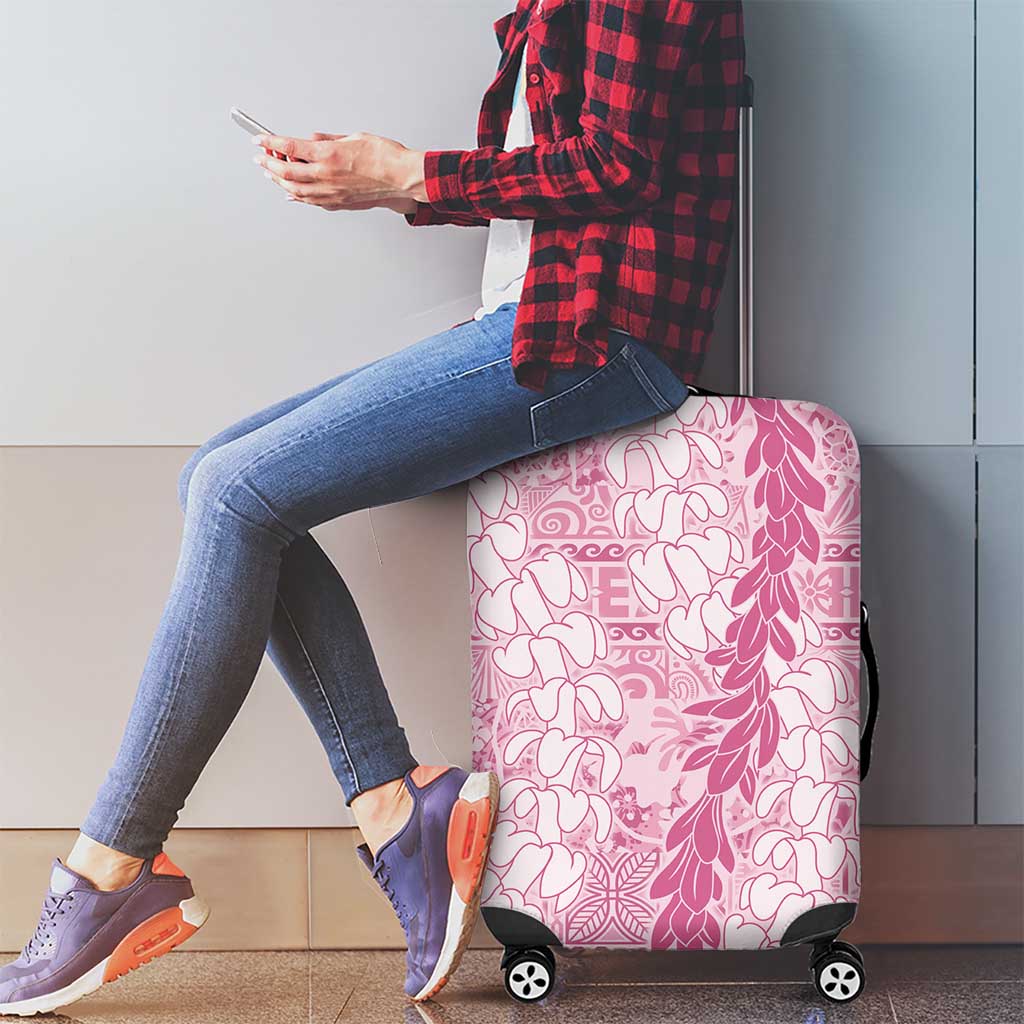 Pink Puakenikeni and Maile Lei Luggage Cover Hawaiian Style Tribal Tapa Double Strand Lei LT9 - Polynesian Pride