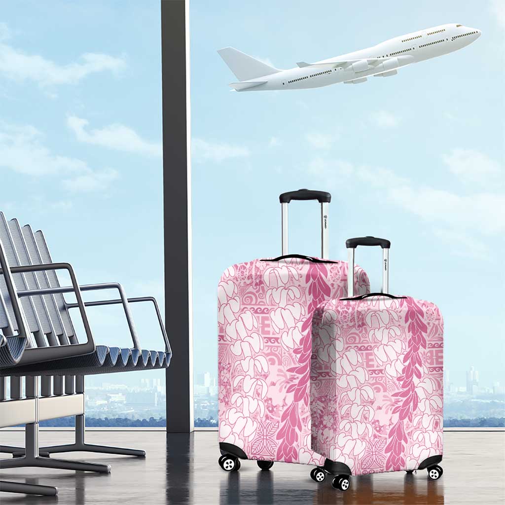 Pink Puakenikeni and Maile Lei Luggage Cover Hawaiian Style Tribal Tapa Double Strand Lei LT9 - Polynesian Pride