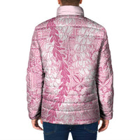 Pink Puakenikeni and Maile Lei Padded Jacket Hawaiian Style Tribal Tapa Double Strand Lei LT9 - Polynesian Pride
