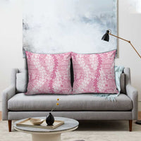 Pink Puakenikeni and Maile Lei Pillow Cover Hawaiian Style Tribal Tapa Double Strand Lei LT9 - Polynesian Pride