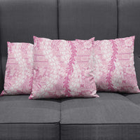 Pink Puakenikeni and Maile Lei Pillow Cover Hawaiian Style Tribal Tapa Double Strand Lei LT9 - Polynesian Pride