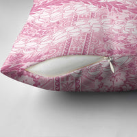 Pink Puakenikeni and Maile Lei Pillow Cover Hawaiian Style Tribal Tapa Double Strand Lei LT9 - Polynesian Pride