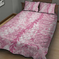 Pink Puakenikeni and Maile Lei Quilt Bed Set Hawaiian Style Tribal Tapa Double Strand Lei LT9 - Polynesian Pride