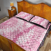 Pink Puakenikeni and Maile Lei Quilt Bed Set Hawaiian Style Tribal Tapa Double Strand Lei LT9 - Polynesian Pride