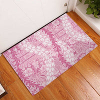 Pink Puakenikeni and Maile Lei Rubber Doormat Hawaiian Style Tribal Tapa Double Strand Lei LT9 - Polynesian Pride