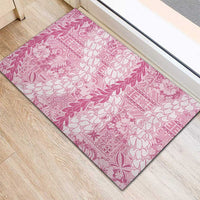 Pink Puakenikeni and Maile Lei Rubber Doormat Hawaiian Style Tribal Tapa Double Strand Lei LT9 - Polynesian Pride