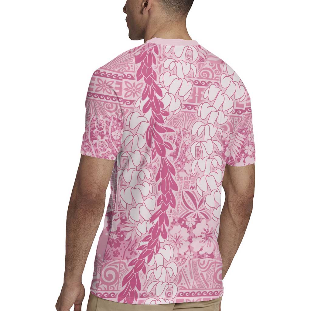Pink Puakenikeni and Maile Lei Rugby Jersey Hawaiian Style Tribal Tapa Double Strand Lei LT9 - Polynesian Pride