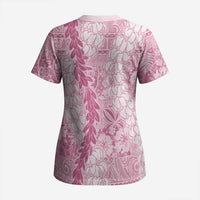 Pink Puakenikeni and Maile Lei Scrub Top Hawaiian Style Tribal Tapa Double Strand Lei LT9 - Polynesian Pride