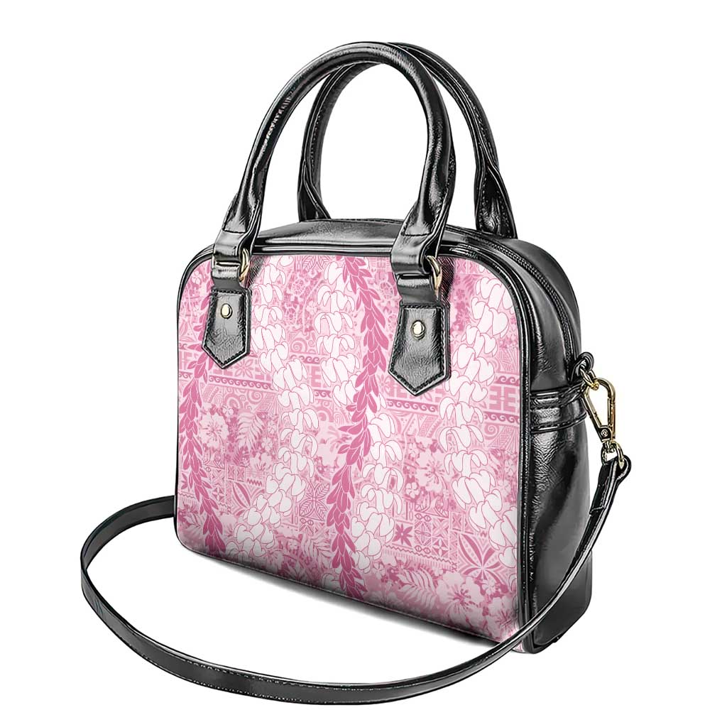 Pink Puakenikeni and Maile Lei Shoulder Handbag Hawaiian Style Tribal Tapa Double Strand Lei LT9 - Polynesian Pride