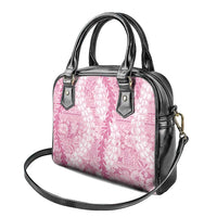 Pink Puakenikeni and Maile Lei Shoulder Handbag Hawaiian Style Tribal Tapa Double Strand Lei LT9 - Polynesian Pride
