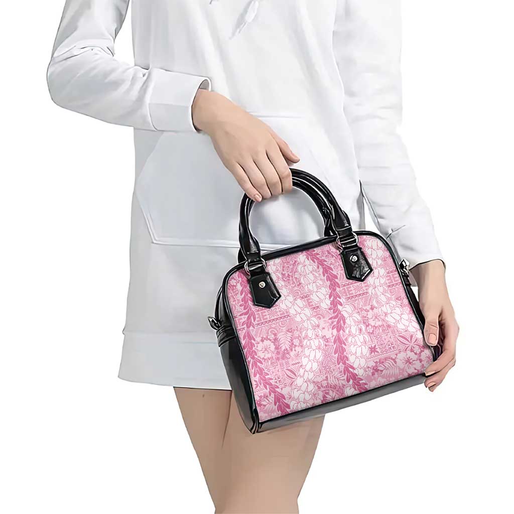 Pink Puakenikeni and Maile Lei Shoulder Handbag Hawaiian Style Tribal Tapa Double Strand Lei LT9 - Polynesian Pride