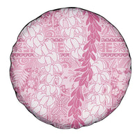 Pink Puakenikeni and Maile Lei Spare Tire Cover Hawaiian Style Tribal Tapa Double Strand Lei LT9 - Polynesian Pride