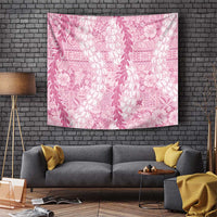 Pink Puakenikeni and Maile Lei Tapestry Hawaiian Style Tribal Tapa Double Strand Lei LT9 Pink - Polynesian Pride