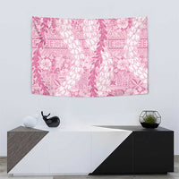 Pink Puakenikeni and Maile Lei Tapestry Hawaiian Style Tribal Tapa Double Strand Lei LT9 - Polynesian Pride