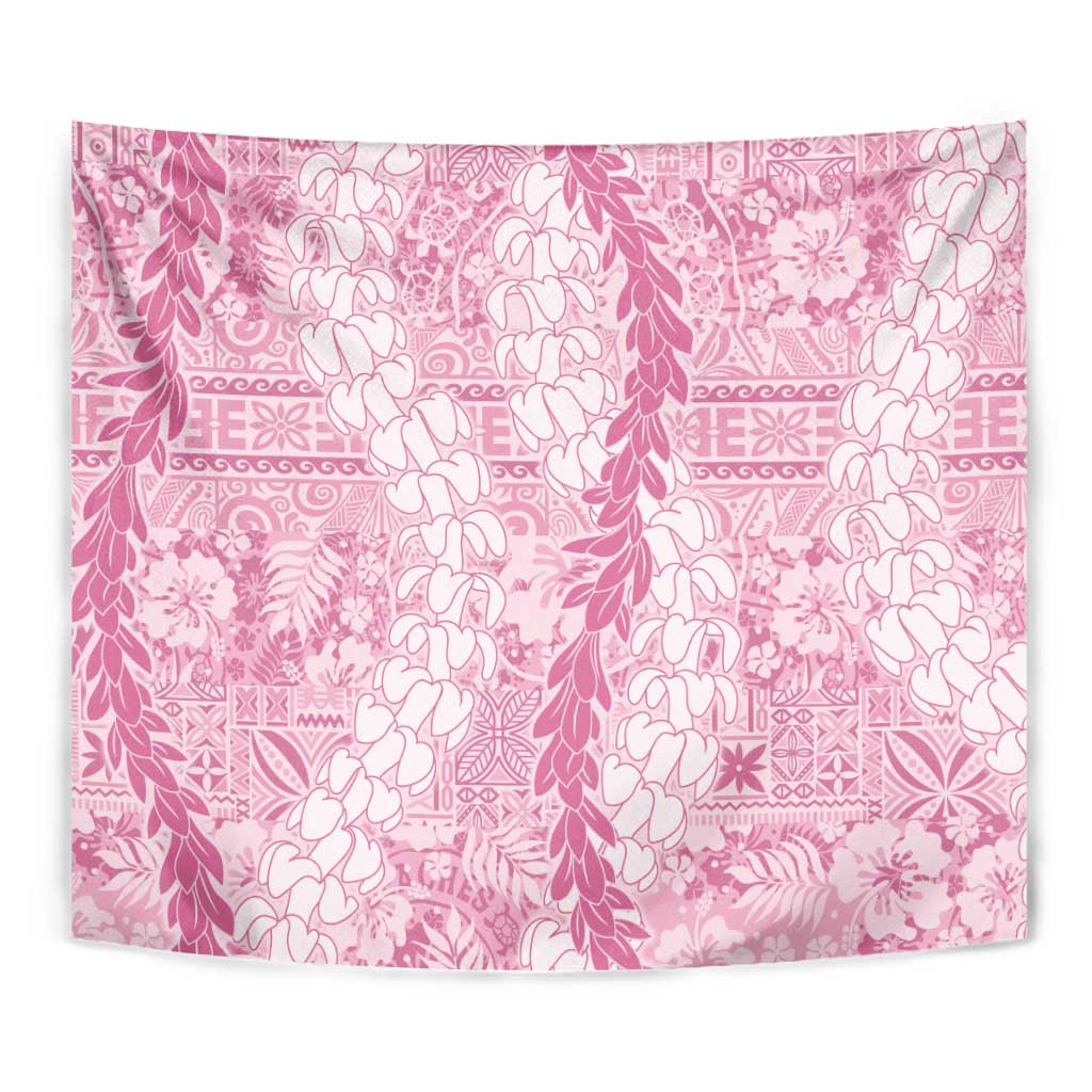 Pink Puakenikeni and Maile Lei Tapestry Hawaiian Style Tribal Tapa Double Strand Lei LT9 - Polynesian Pride