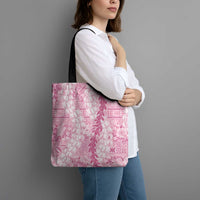 Pink Puakenikeni and Maile Lei Tote Bag Hawaiian Style Tribal Tapa Double Strand Lei LT9 - Polynesian Pride