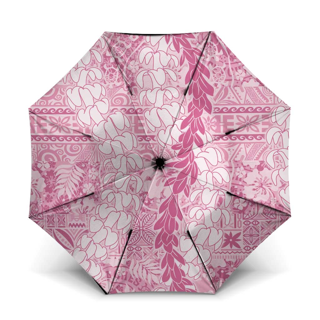 Pink Puakenikeni and Maile Lei Umbrella Hawaiian Style Tribal Tapa Double Strand Lei LT9 One Size Folded 11.42 inch Opened Diameter 37.4 inch Pink - Polynesian Pride