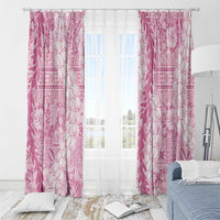 Pink Puakenikeni and Maile Lei Window Curtain Hawaiian Style Tribal Tapa Double Strand Lei LT9 - Polynesian Pride