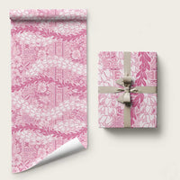 Pink Puakenikeni and Maile Lei Wrapping Paper Hawaiian Style Tribal Tapa Double Strand Lei LT9 58" × 23" Pink - Polynesian Pride