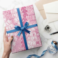 Pink Puakenikeni and Maile Lei Wrapping Paper Hawaiian Style Tribal Tapa Double Strand Lei LT9 - Polynesian Pride