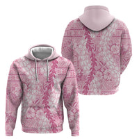 Pink Puakenikeni and Maile Lei Zip Hoodie Hawaiian Style Tribal Tapa Double Strand Lei LT9 - Polynesian Pride
