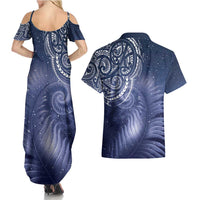 New Zealand Galaxy Fern Couples Matching Summer Maxi Dress and Hawaiian Shirt LT9 - Polynesian Pride