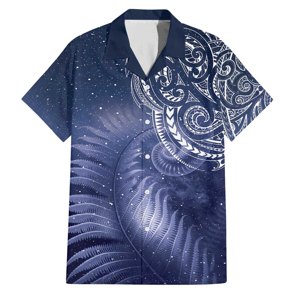 New Zealand Galaxy Fern Family Matching Mermaid Dress and Hawaiian Shirt LT9 Dad's Shirt - Short Sleeve Galaxy - Polynesian Pride