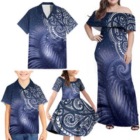 New Zealand Galaxy Fern Family Matching Off Shoulder Maxi Dress and Hawaiian Shirt LT9 - Polynesian Pride