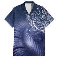 New Zealand Galaxy Fern Family Matching Off Shoulder Maxi Dress and Hawaiian Shirt LT9 Dad's Shirt - Short Sleeve Galaxy - Polynesian Pride